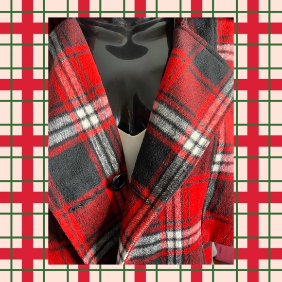 💝👼😇 TWENTY-ONE Red Plaid Cape/Short Coat - Size S/P - Picture 6 of 11